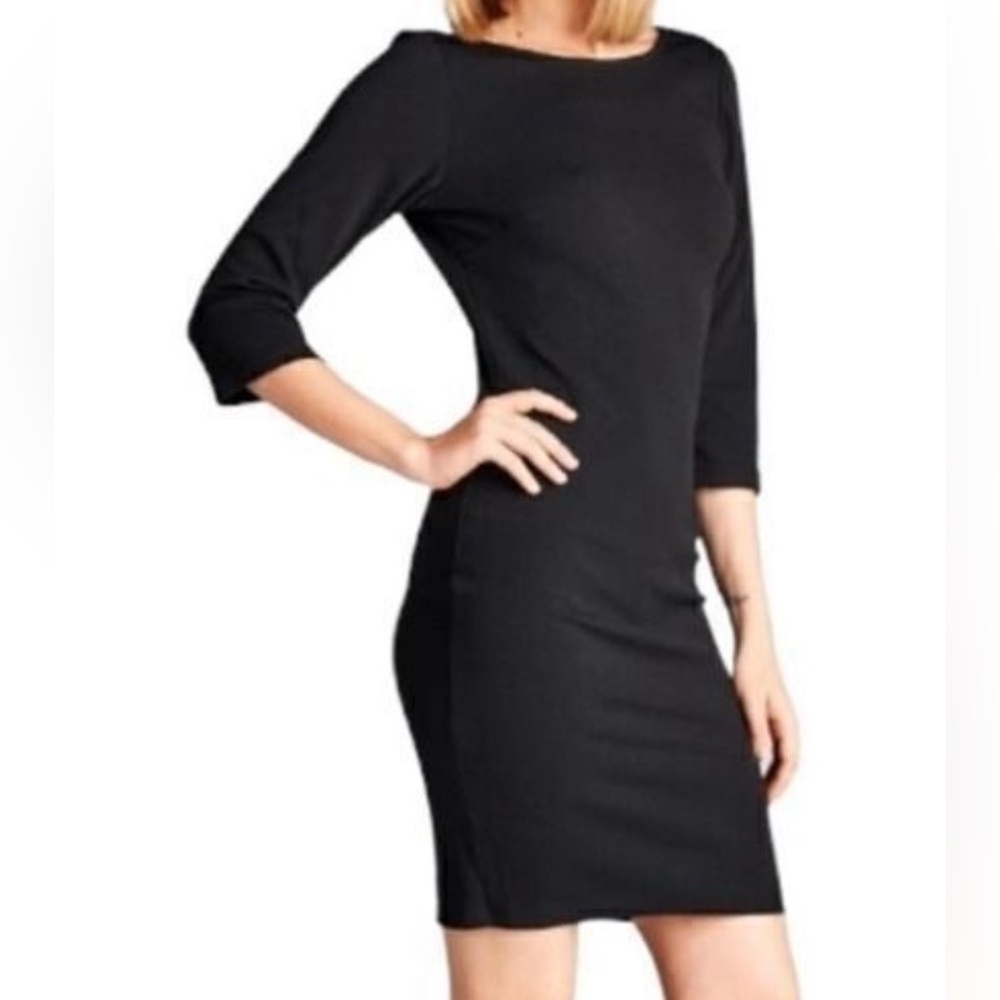 Zenana M Black 3/4 Sleeve Dress